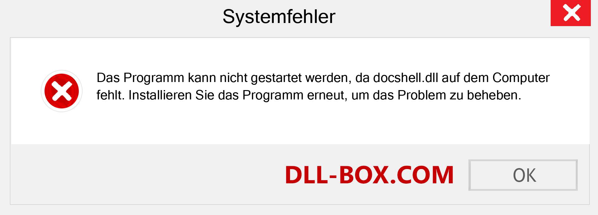 docshell.dll-Datei fehlt?. Download für Windows 7, 8, 10 - Fix docshell dll Missing Error unter Windows, Fotos, Bildern